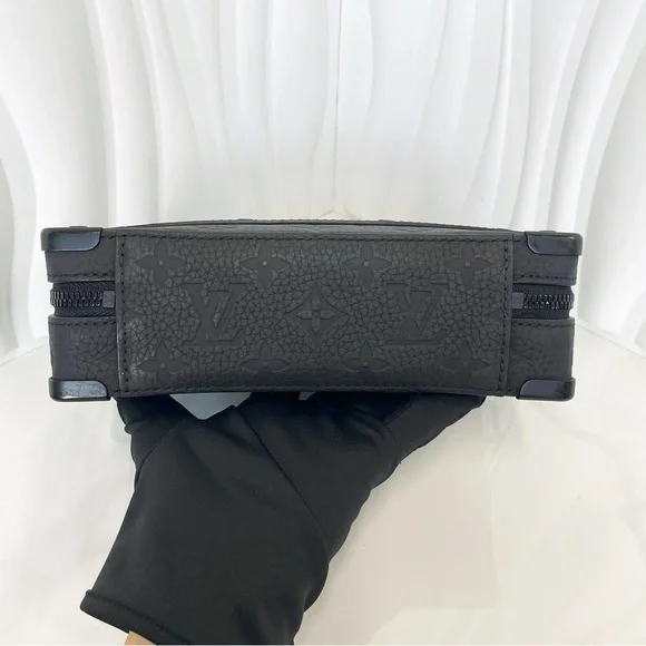 Louis Vuitton Black Monogram Embossed Leather Soft Trunk Crossbody Bag - Picture 4 of 12